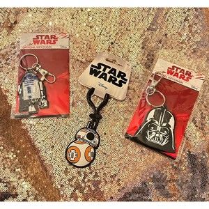 Star Wars Keychain Bag Clip NEW Droid George Lucas Jedi Sith Lot Of 3